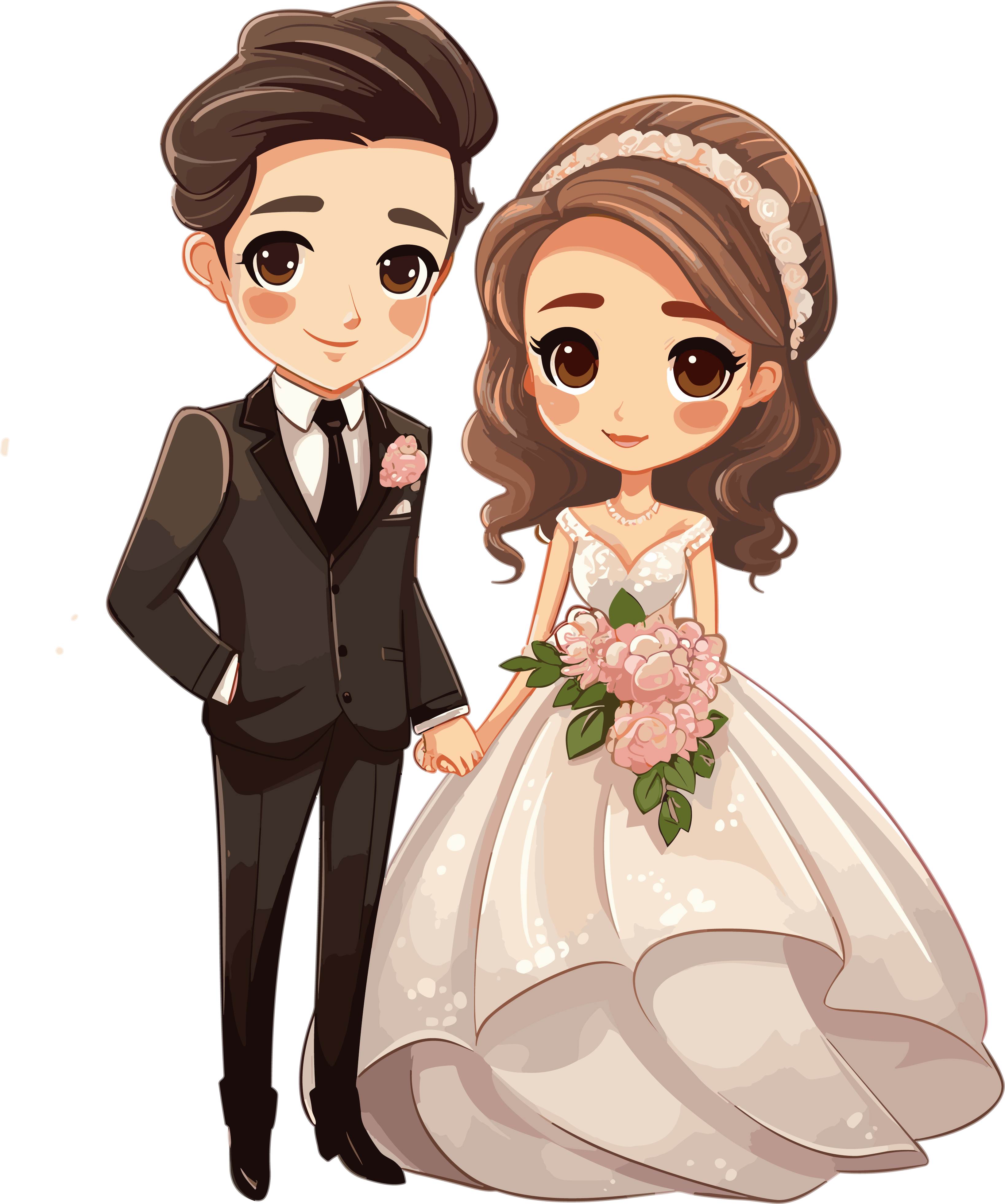 可爱新婚夫妇卡通插画素材