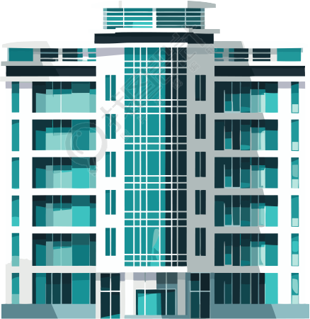 暗靛蓝与浅白色建筑可商用元素