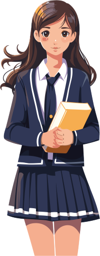 白底校服少女持书插画素材