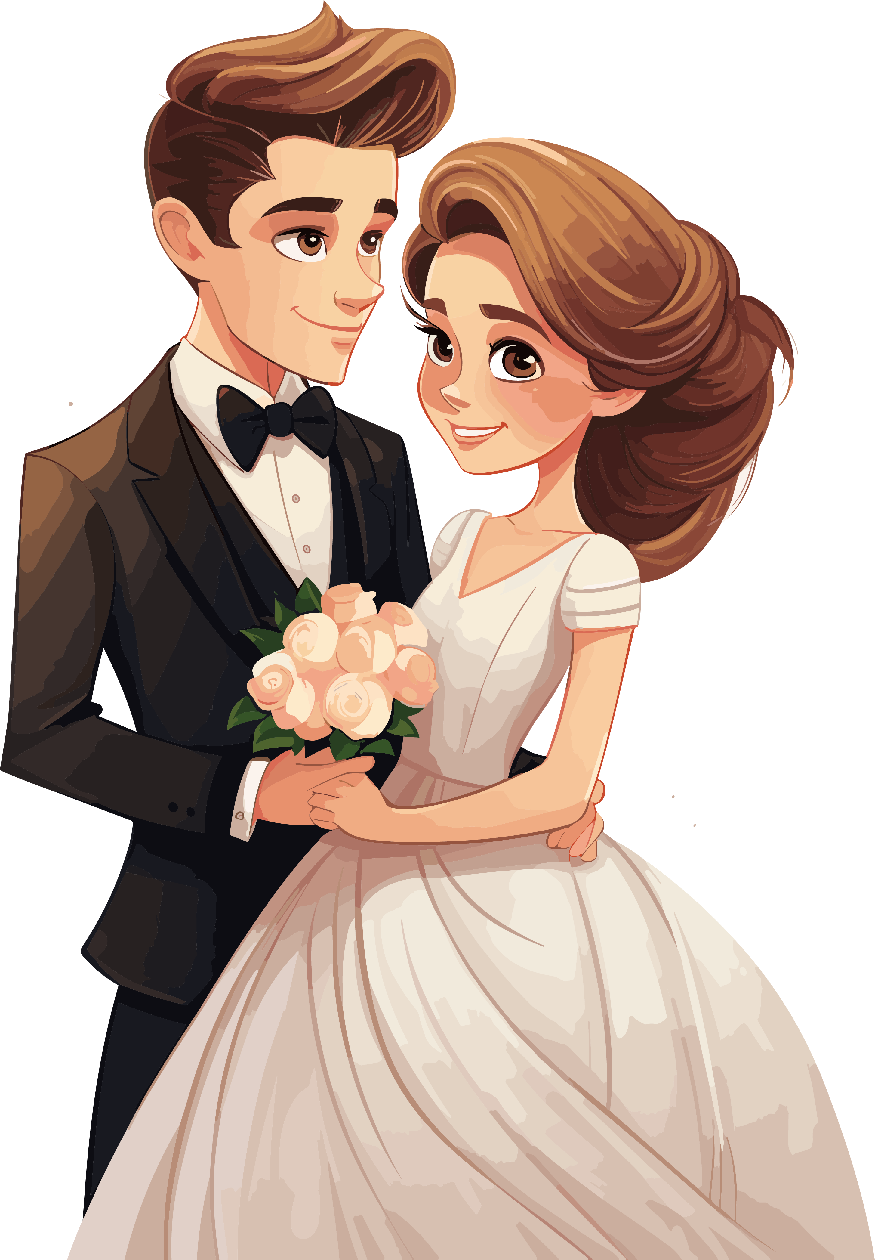 新婚夫妇插画素材
