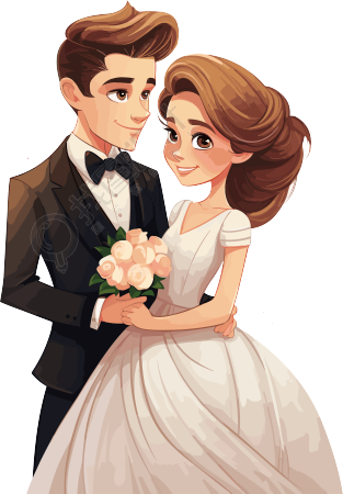 新婚夫妇插画素材