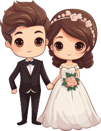 可爱新婚夫妇插画