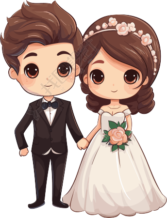 可爱新婚夫妇插画