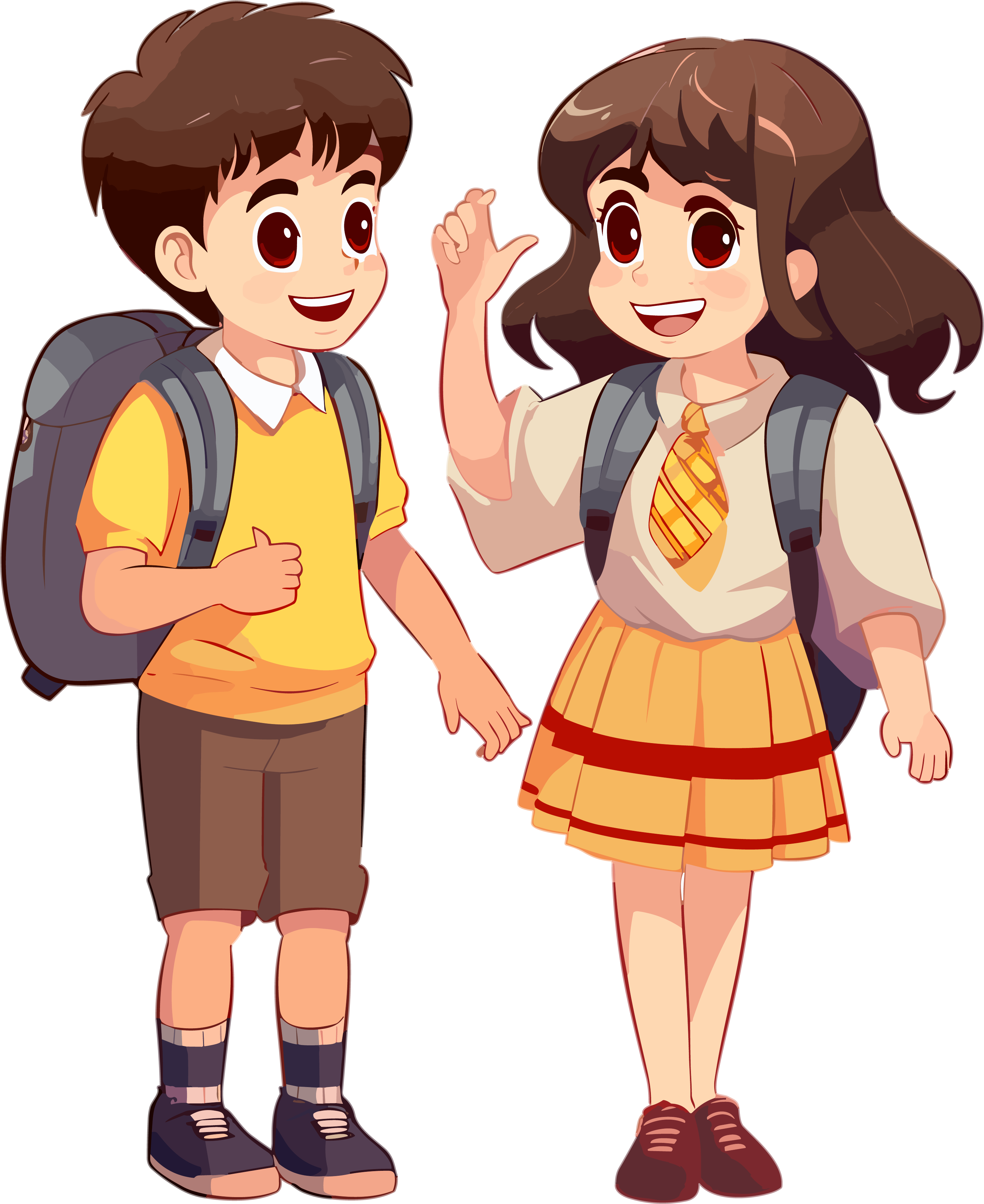 小学生的校园生活插画素材