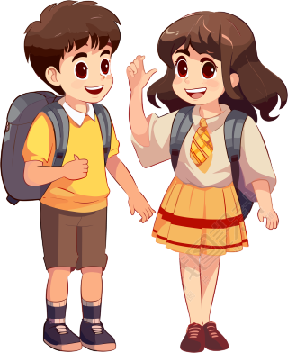 小学生的校园生活插画素材