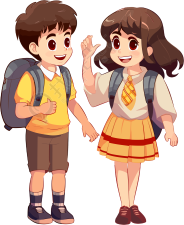 小学生的校园生活插画素材