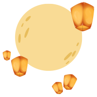 中元节橙黄色孔明灯飘浮素材