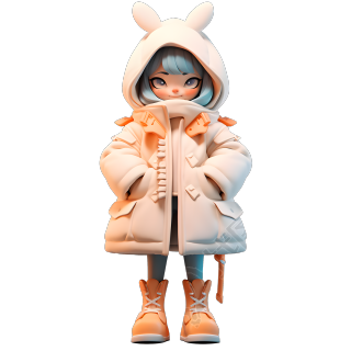 盲盒风格冬季穿羽绒服的少女png素材