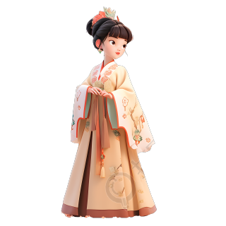 可商用的中国汉服女孩插画设计