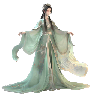 绿色透明水晶花华丽中国汉服