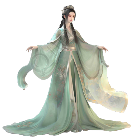 绿色透明水晶花华丽中国汉服