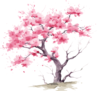 唯美粉色樱花树剪贴画元素