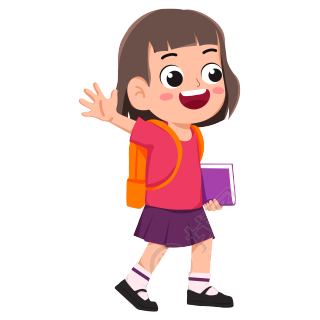 手拿紫色本子开心打招呼的女同学商用插画
