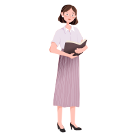 手绘穿裙子的知性女老师插画PNG