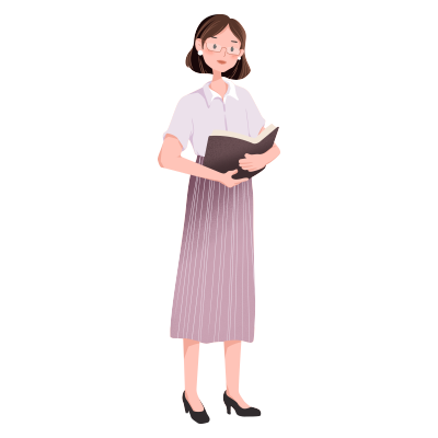 手绘穿裙子的知性女老师插画PNG