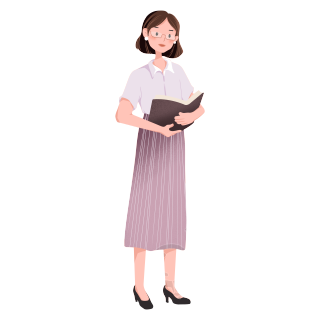 手绘穿裙子的知性女老师插画PNG