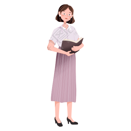 手绘穿裙子的知性女老师插画PNG