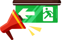 手绘红色喇叭绿色安全通道插画PNG