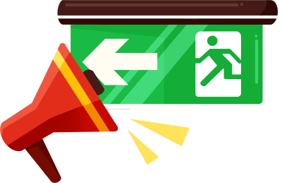 手绘红色喇叭绿色安全通道插画PNG