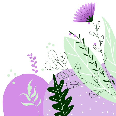 小清新风格的紫色小花浅绿色叶子插画素材