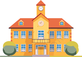 可商用小学建筑扁平插画素材
