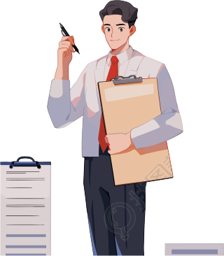 商业设计元素面试官PNG插画