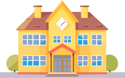 扁平风格商用中学建筑插画