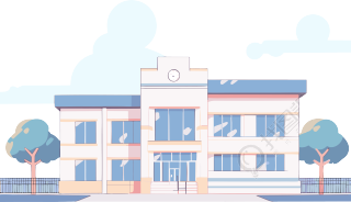 动漫风格学校建筑插画设计元素