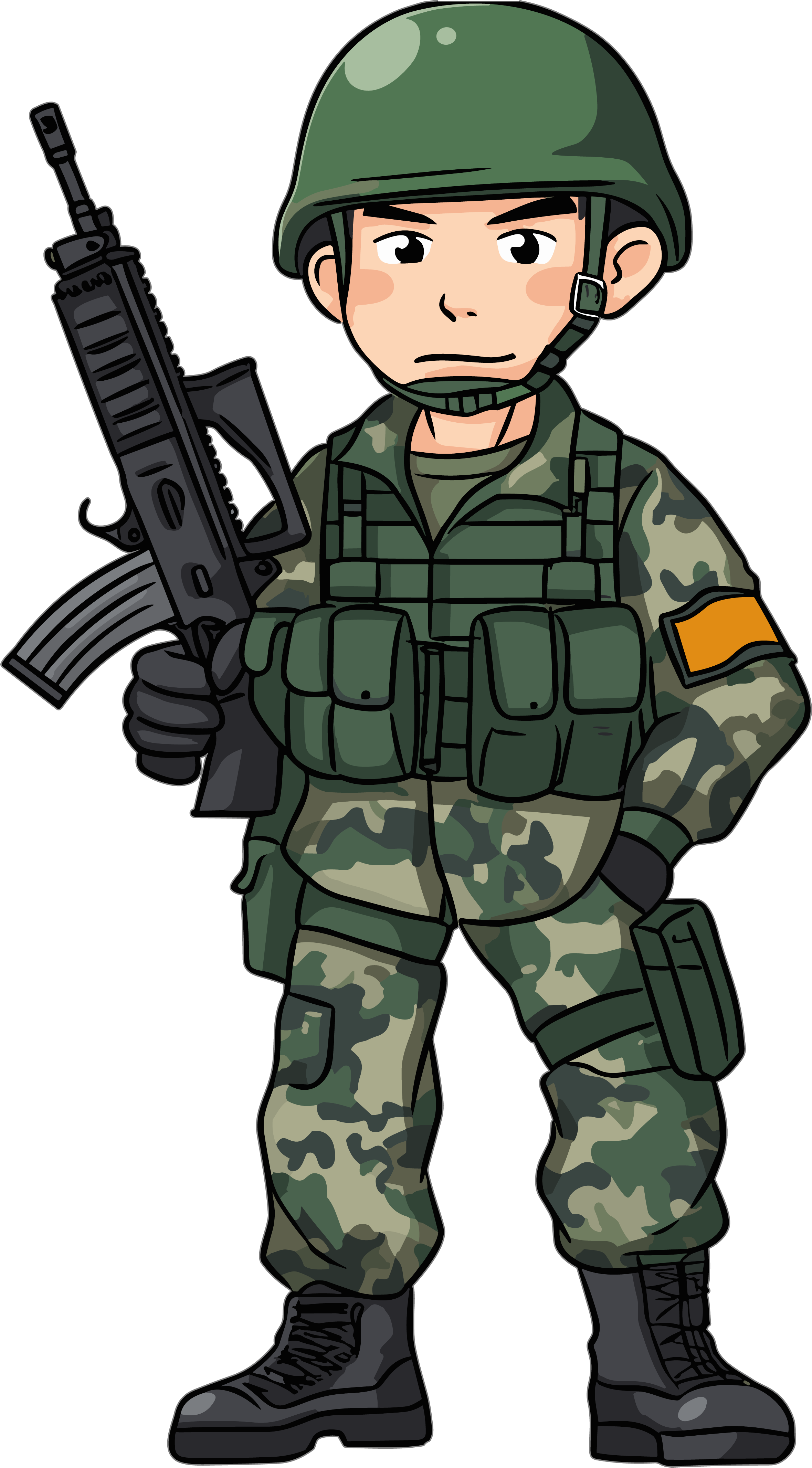 中国风白底军人士兵卡通PNG素材
