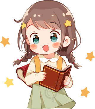 可爱幼儿园女孩手持书籍素材