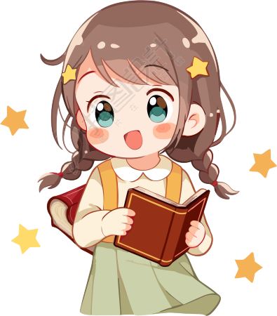 可爱幼儿园女孩手持书籍素材