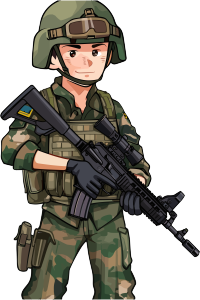 中国艺术风格的军人士兵卡通PNG素材