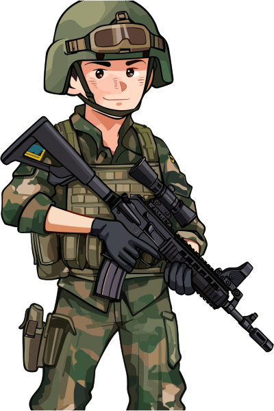 中国艺术风格的军人士兵卡通PNG素材