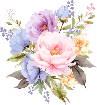 精美水彩花束花艺插画素材