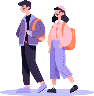 上学的学生创意设计元素PNG插画