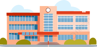 扁平风格白底小学建筑插画