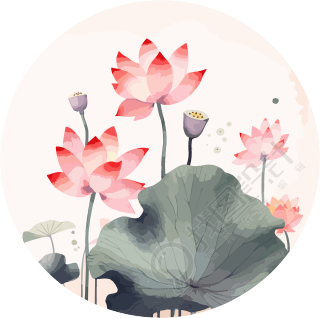 水彩莲花艺术设计