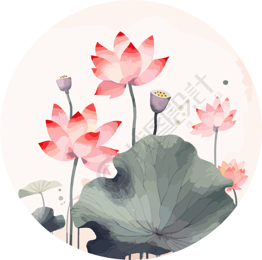 水彩莲花艺术设计