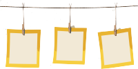 后网络艺术风格的白黄色挂在绳子上的几个框架插画