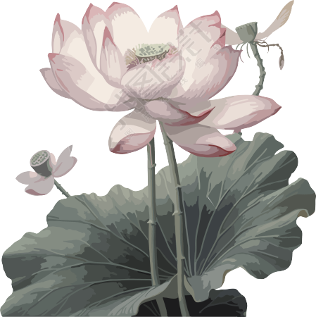 中国画风格的花与蝴蝶元素