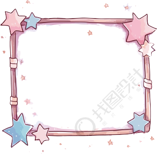 星辰粉色动画框架插画