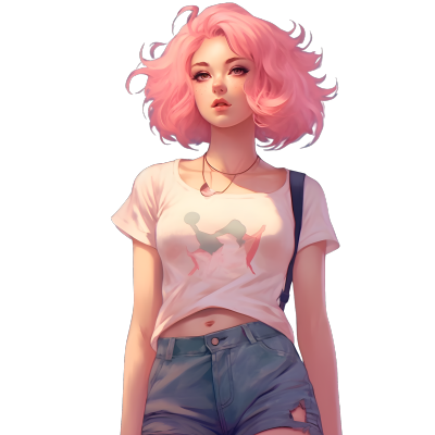 女孩卡通写实插画素材-PNG高清透明背景