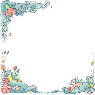 创意设计浅蓝色手绘插画卡通边框素材