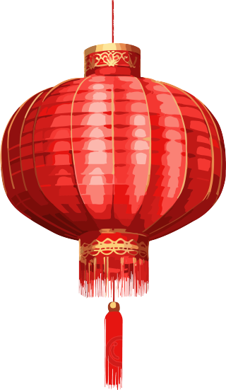 红色灯笼白底带流苏