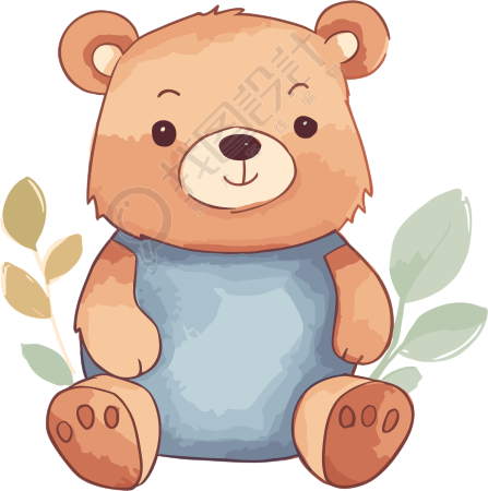 手绘小熊玩偶插画素材