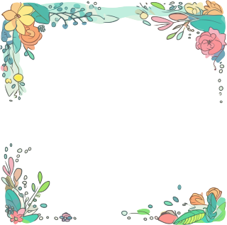 小清新绿色树叶边框手绘插画扁平风格