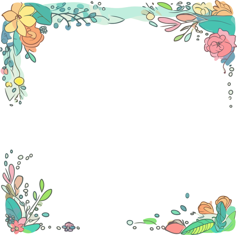 小清新绿色树叶边框手绘插画扁平风格