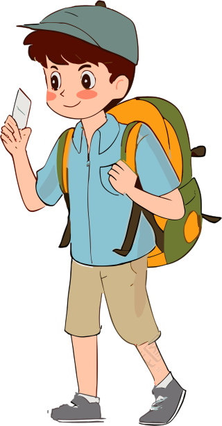 透明背景的小男孩学生手绘插图