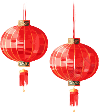 简洁多彩灯笼插画设计元素