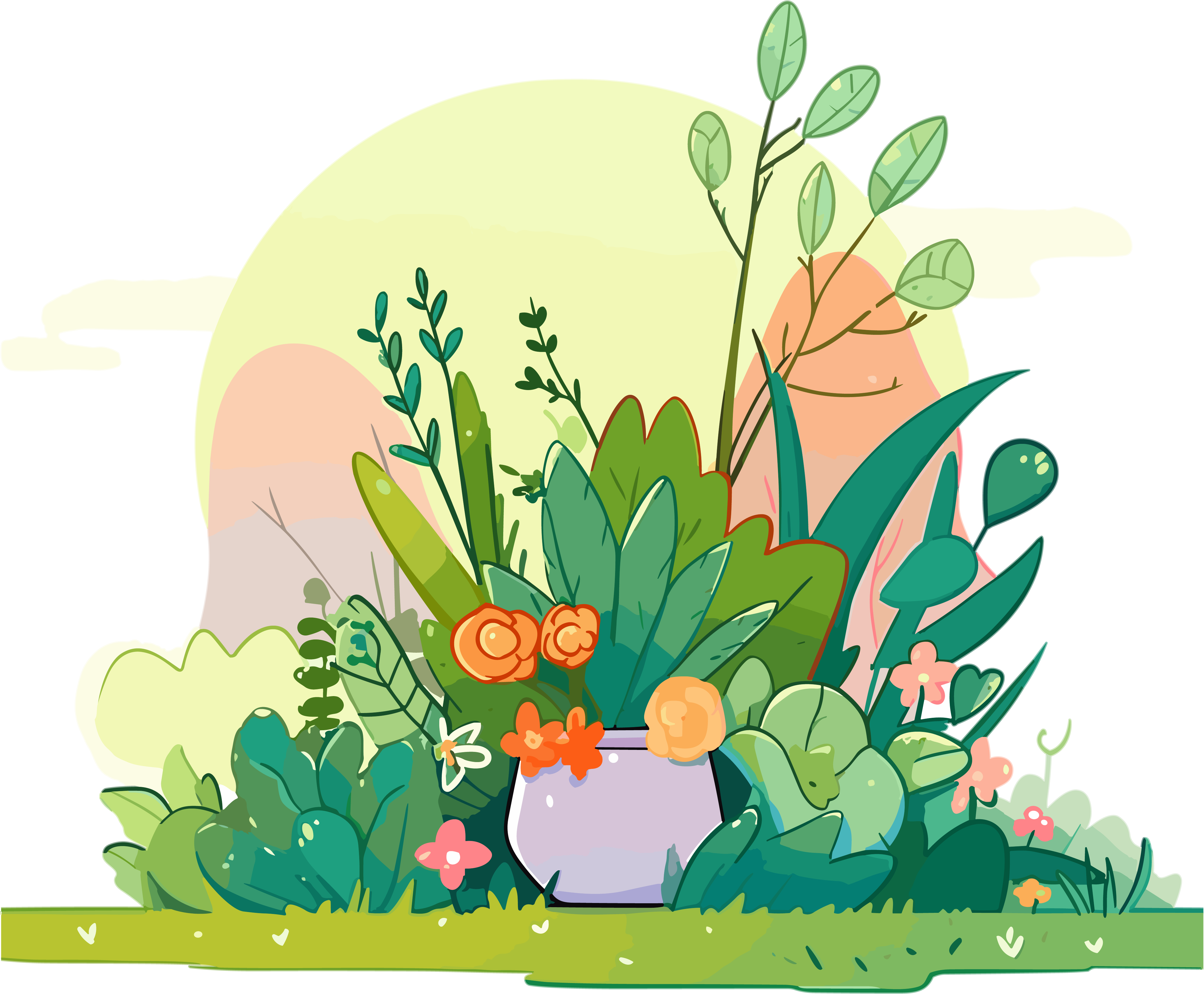 手绘插画花草PNG图形素材
